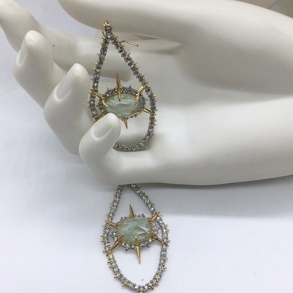 Crystal Encrusted Starburst Wire Hook Earring - Picture 4 of 4